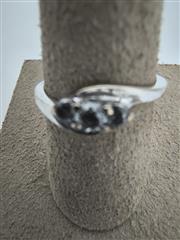 Lady's Diamond Cluster Ring 3 Diamonds .75 Carat T.W. 14K White Gold 2g